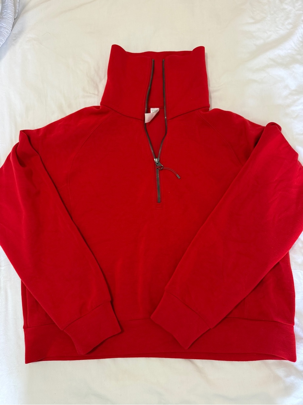SPANX Red Half-Zip Funnel Neck Sweatshirt